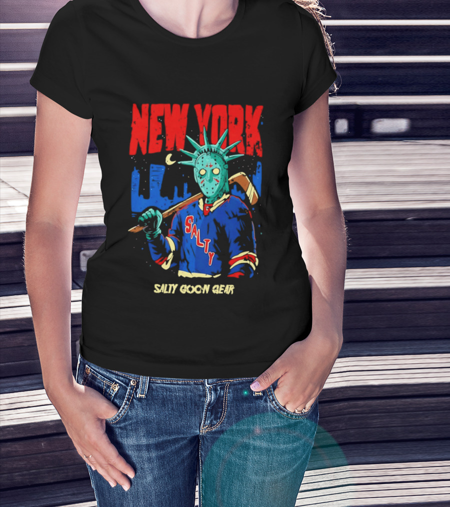 New York Salty Goon Liberty Mask Hockey Player Salty Goon Gear T-Shirt
