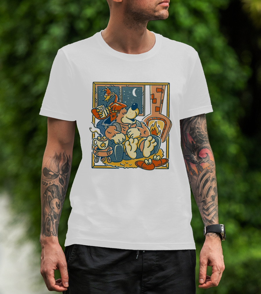 Banjo And Kazooie Cozy Fireplace Retro Gaming Night Moon🌛 T-Shirt