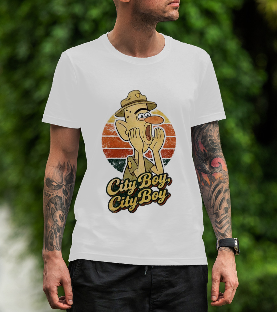 City Boy City Boy Gravity Falls Meme Retro Vintage Cartoon T-Shirt