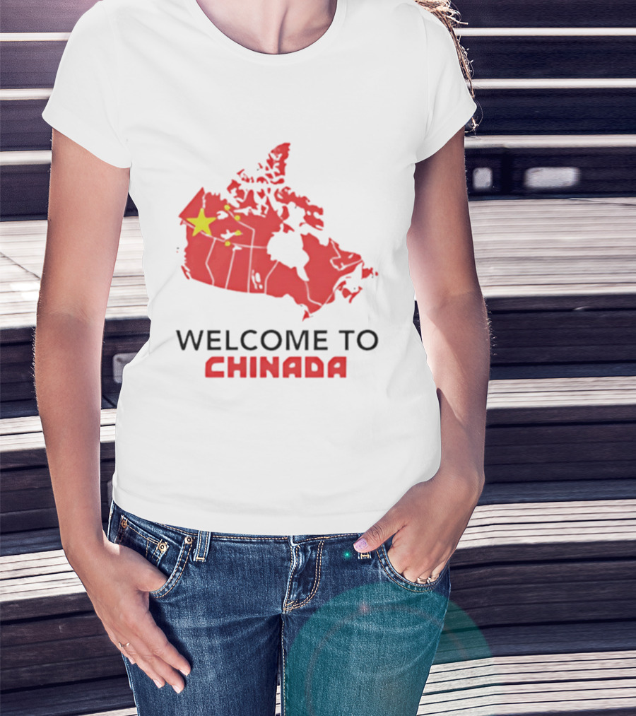 Welcome To Chinada Canada Map Redesign With Bold Text And Yellow Stars T-Shirt