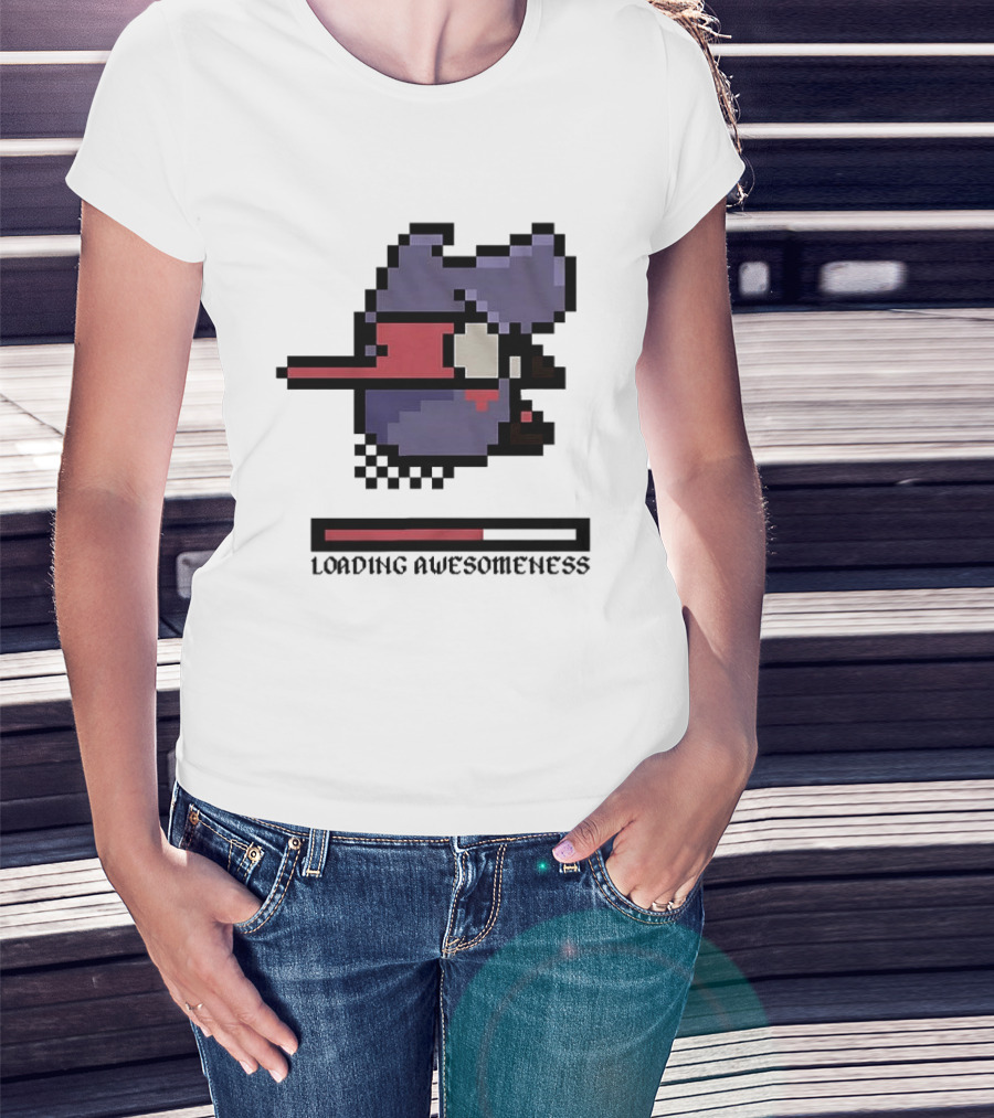 Loading Awesomeness Retro Pixel Character With Progress Bar T-Shirt
