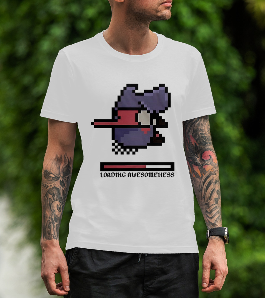 Loading Awesomeness Retro Pixel Character With Progress Bar T-Shirt