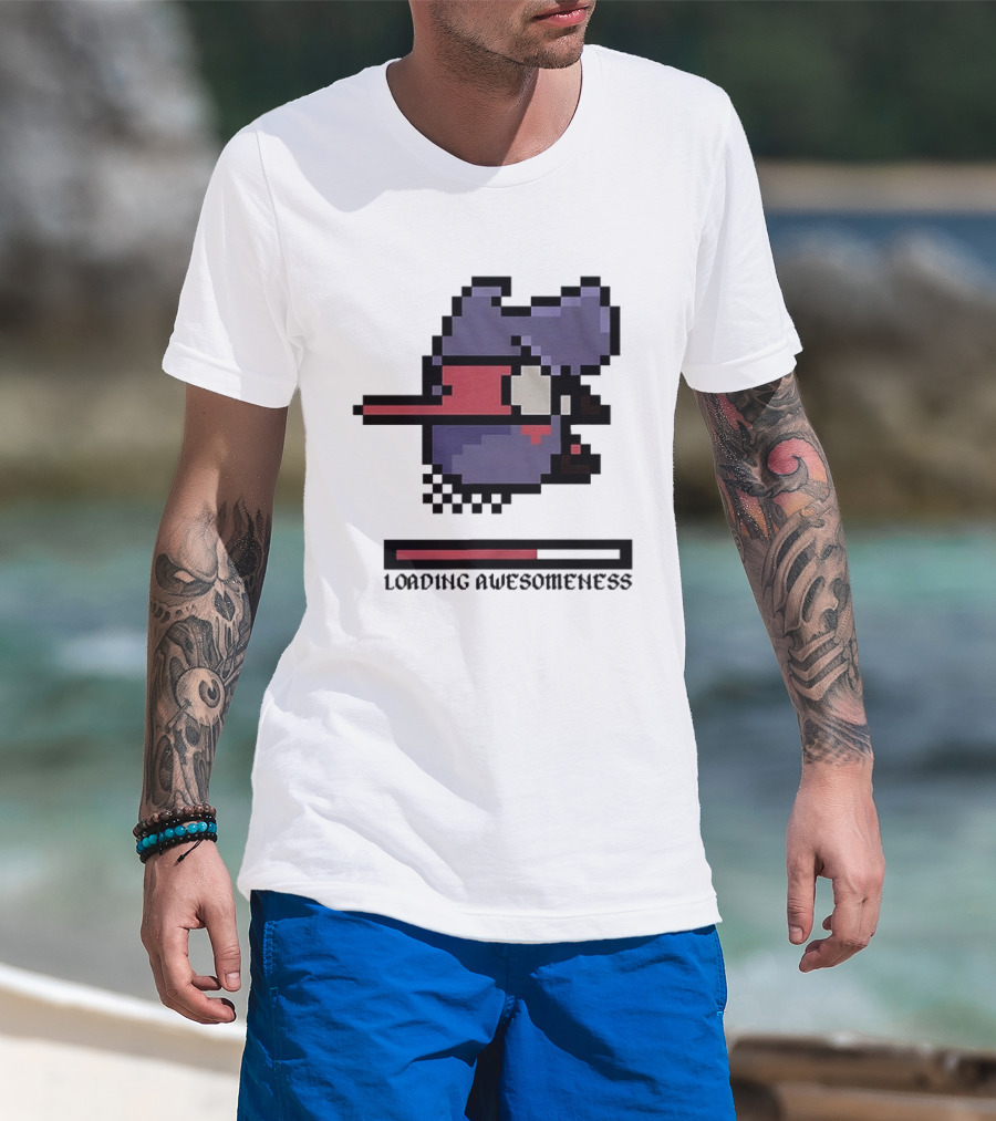 Loading Awesomeness Retro Pixel Character With Progress Bar T-Shirt