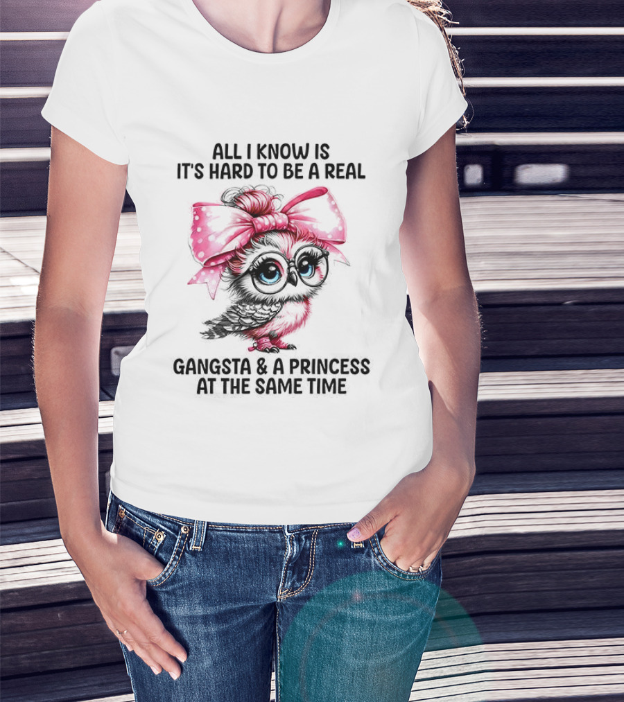 All I Know Is It's Hard To Be A Real Gangsta And A Princess Owl T-Shirt