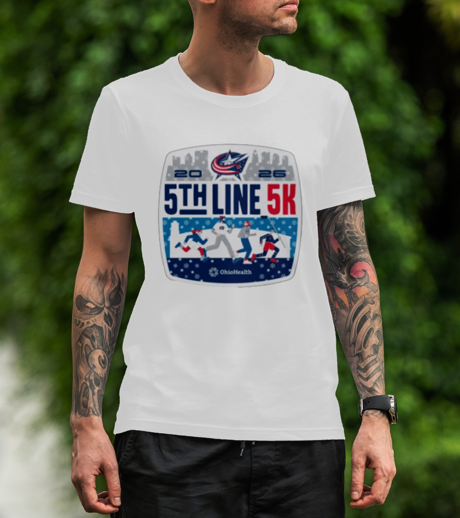 Columbus Blue Jackets 2026 5th Line 5K OhioHealth Event T-Shirt