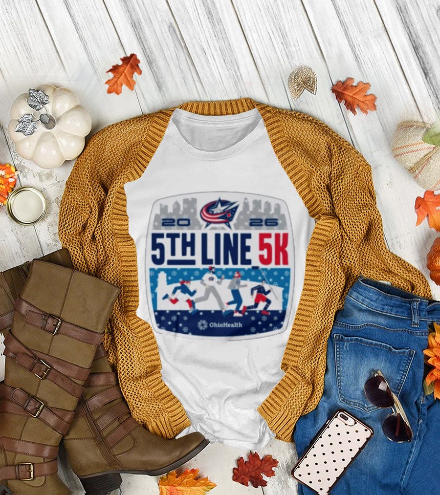 Columbus Blue Jackets 2026 5th Line 5K OhioHealth Event T-Shirt