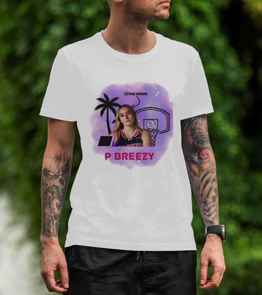 Grown Woman P Breezy Basketball Palm Tree T-Shirt