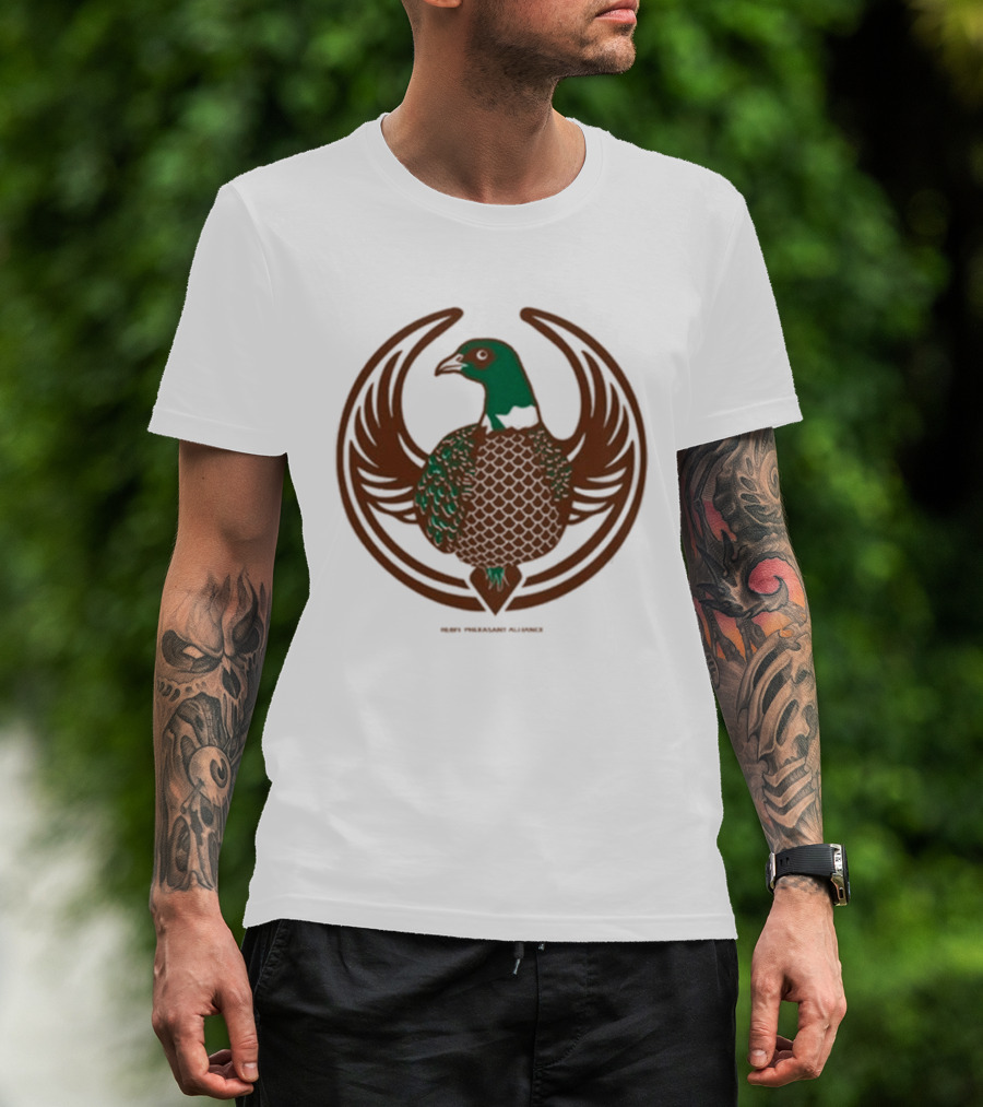 Rebel Pheasant Alliance Bird Emblem Icon Heavyweight T-Shirt