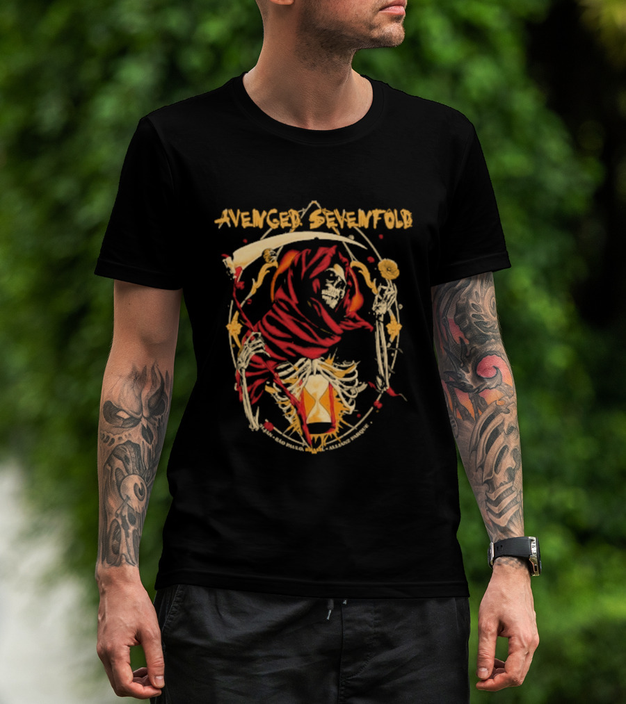Avenged Sevenfold São Paulo January 31 2026 Event Skull And Hourglass T-Shirt