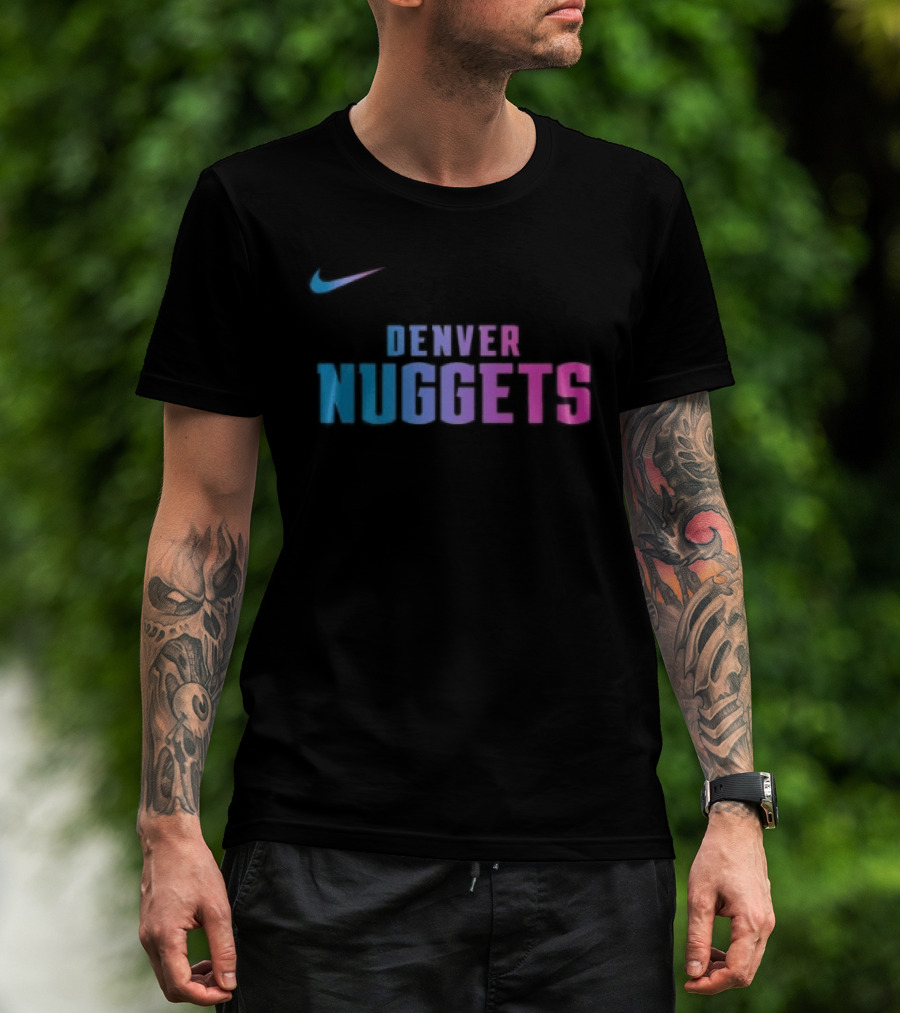 Nike Denver Nuggets Cyberpunk Style Retro Neon T-Shirt