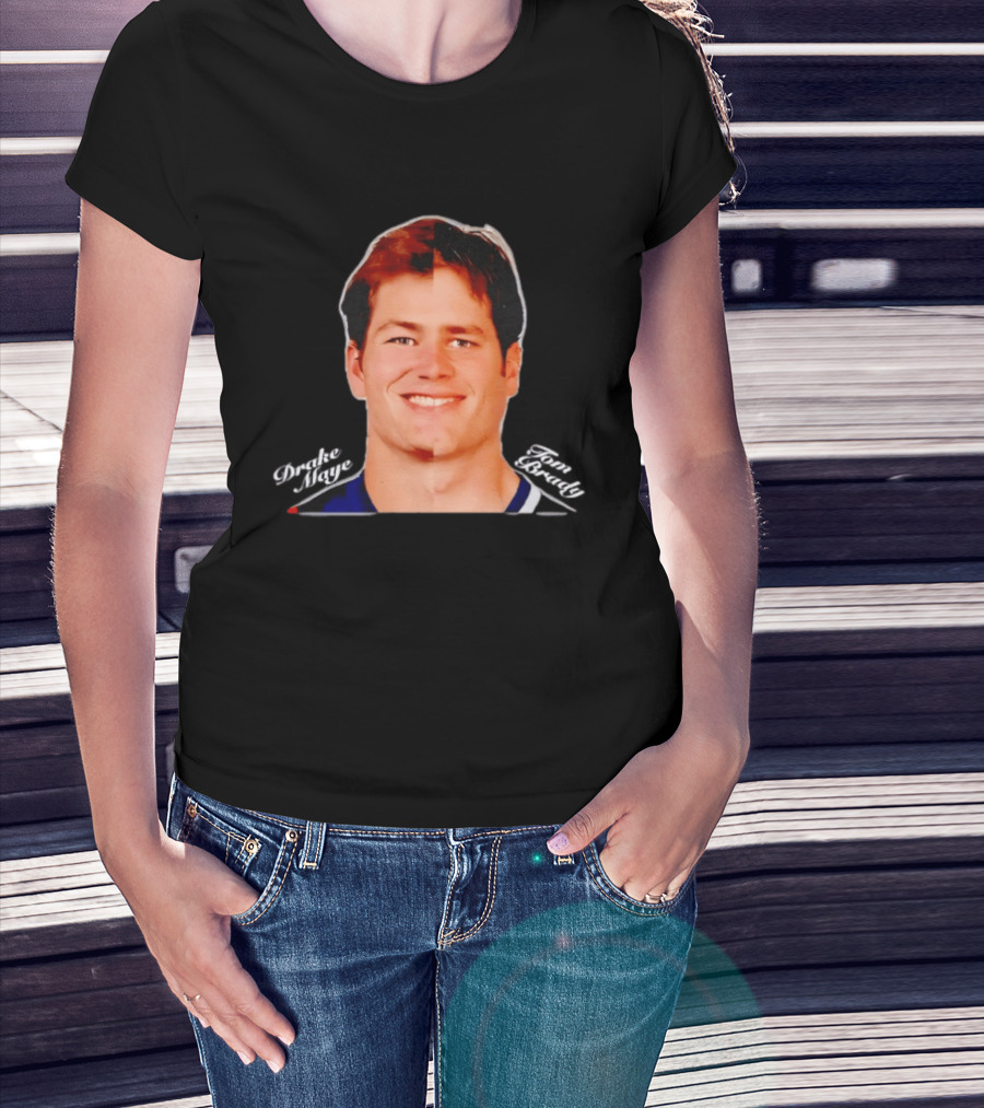 Drake Maye Tom Brady Face Mashup T-Shirt