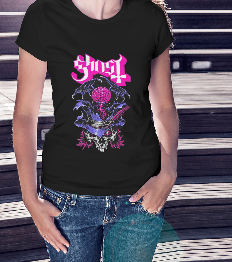 Ghost Bat Brain Skeleton Tour T-Shirt