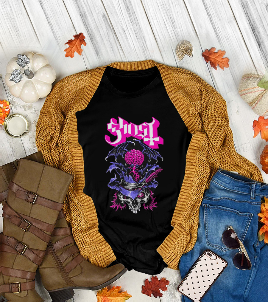 Ghost Bat Brain Skeleton Tour T-Shirt