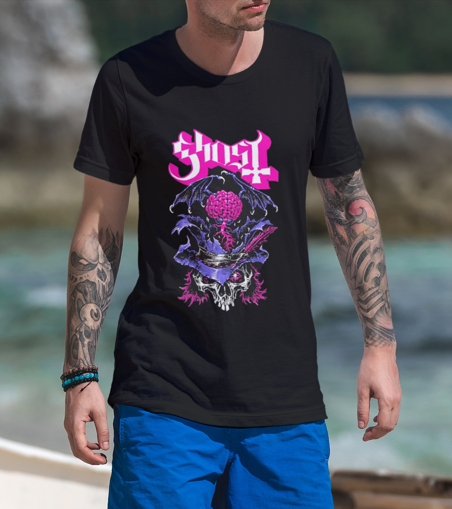 Ghost Bat Brain Skeleton Tour T-Shirt