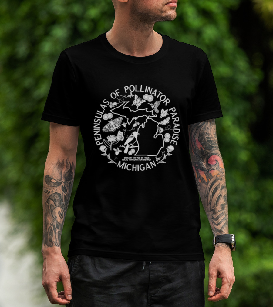 Michigan Peninsulas Of Pollinator Paradise 2026 Wildlife Conservation T-Shirt