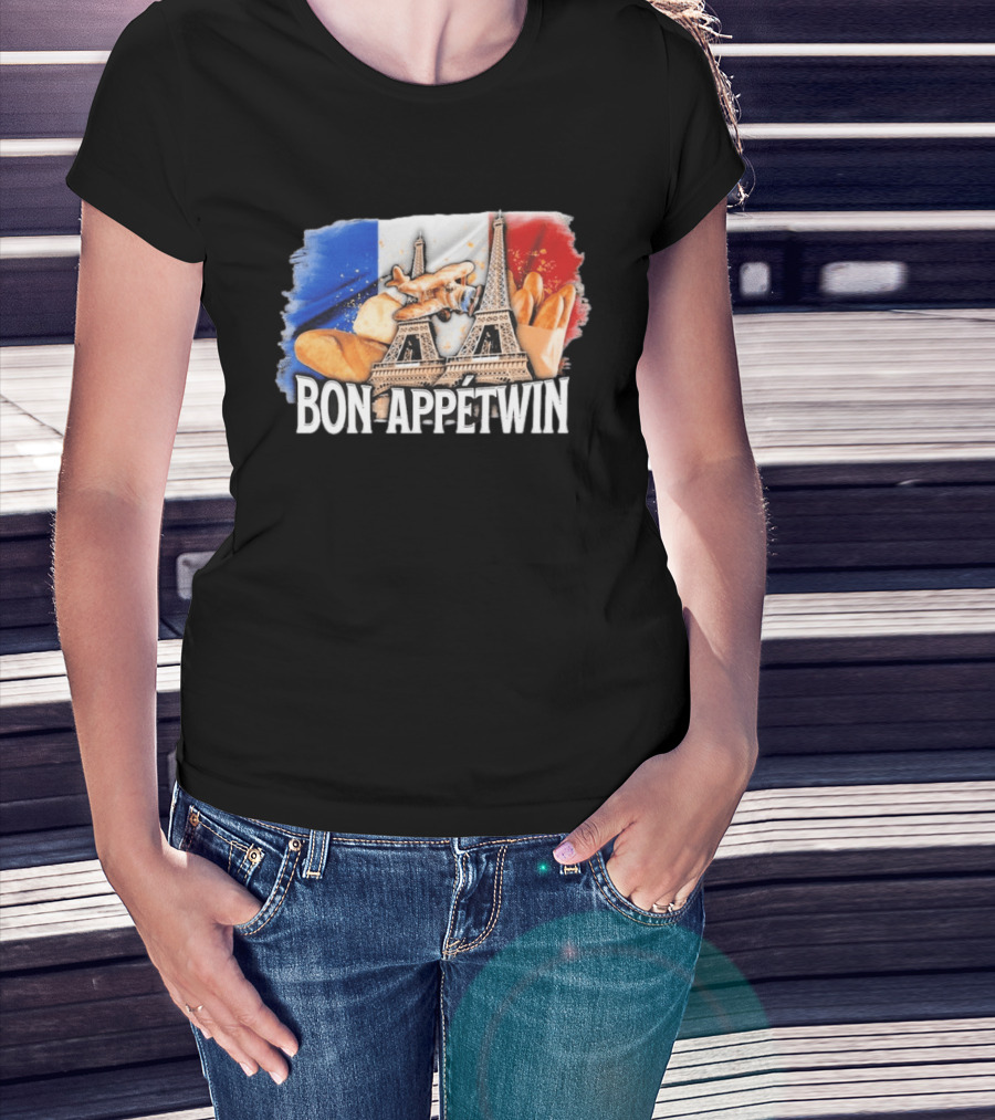 Bon Appetwin French Baguettes Eiffel Tower Paris Flag T-Shirt
