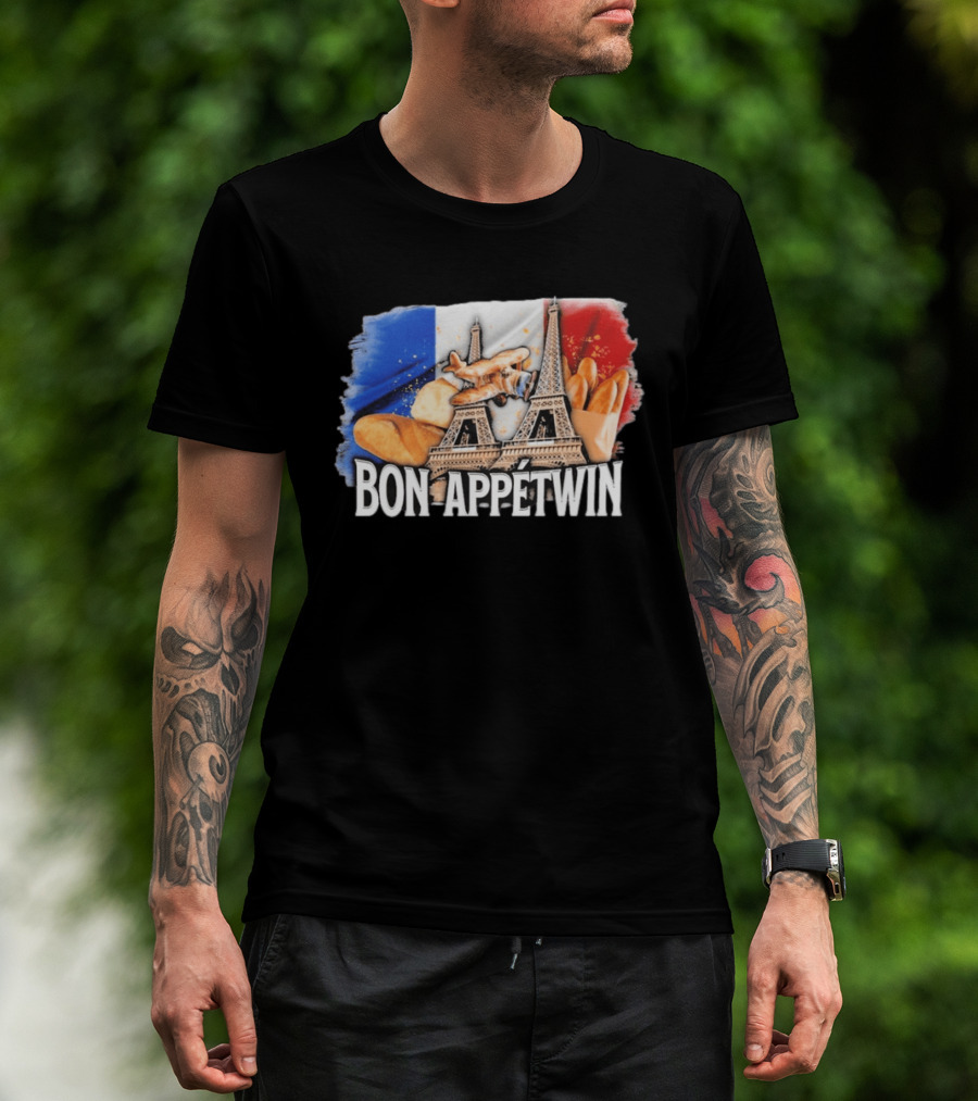 Bon Appetwin French Baguettes Eiffel Tower Paris Flag T-Shirt
