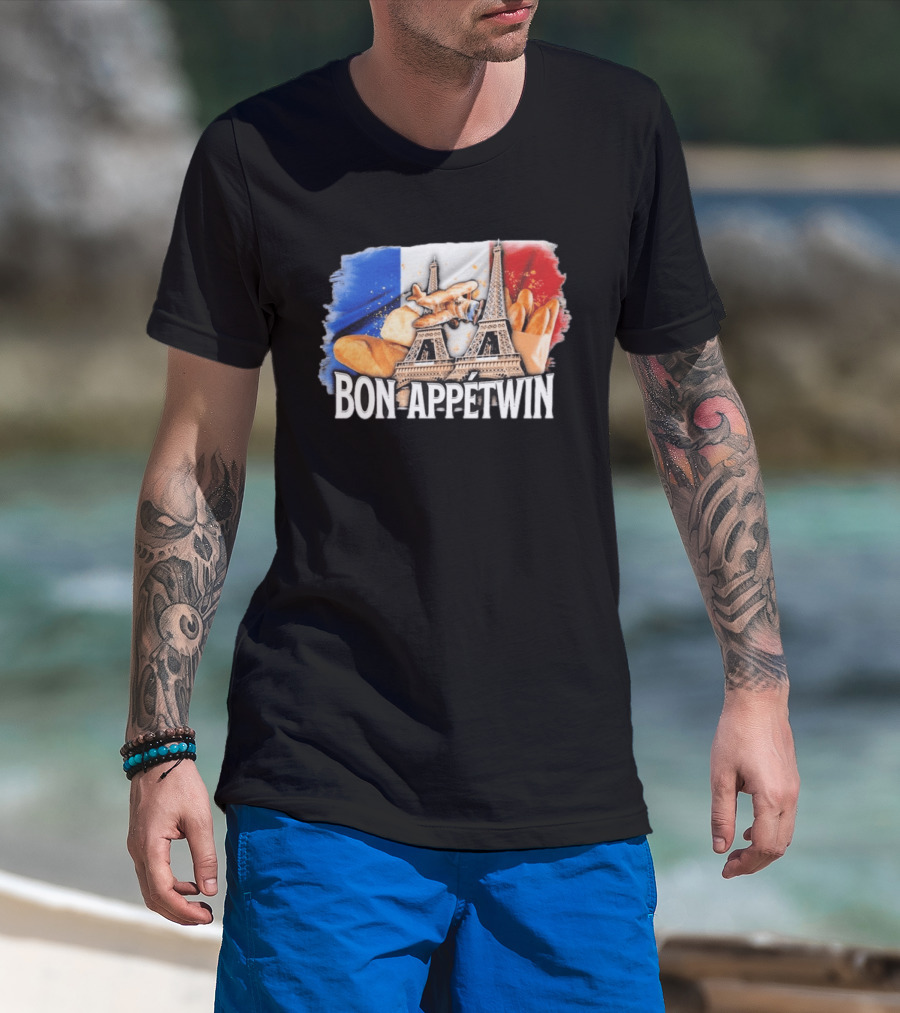 Bon Appetwin French Baguettes Eiffel Tower Paris Flag T-Shirt