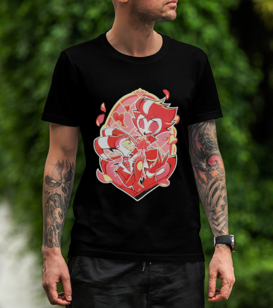Helluva Boss Stolas Blitz Hearts Romantic Cartoon Fan T-Shirt
