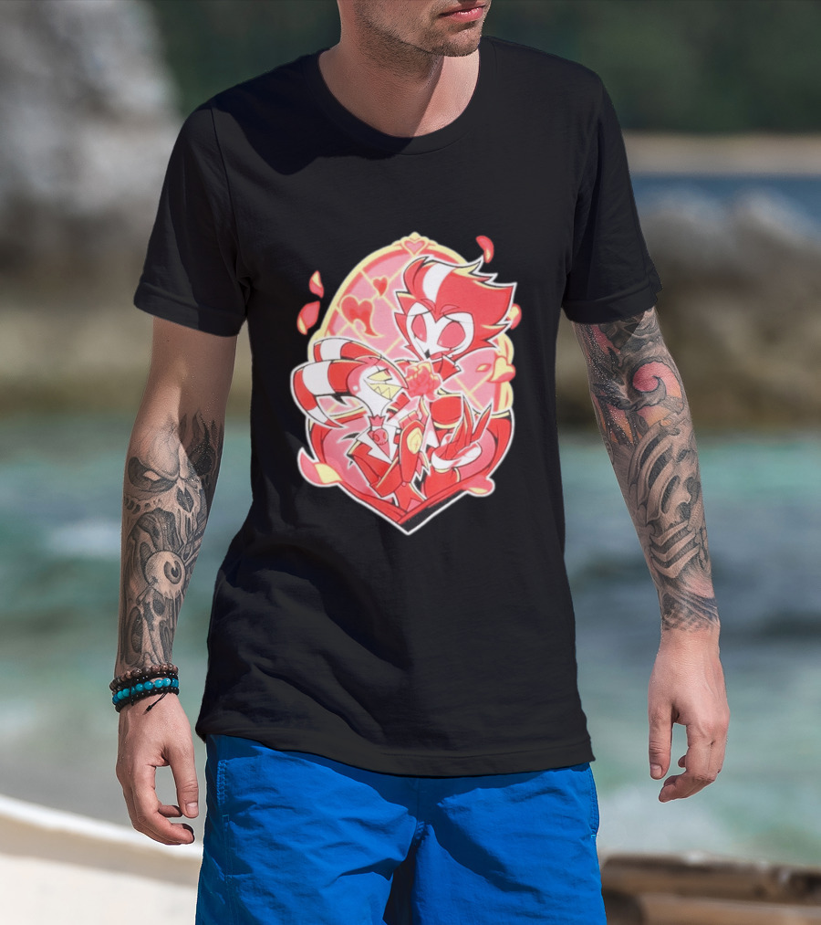 Helluva Boss Stolas Blitz Hearts Romantic Cartoon Fan T-Shirt