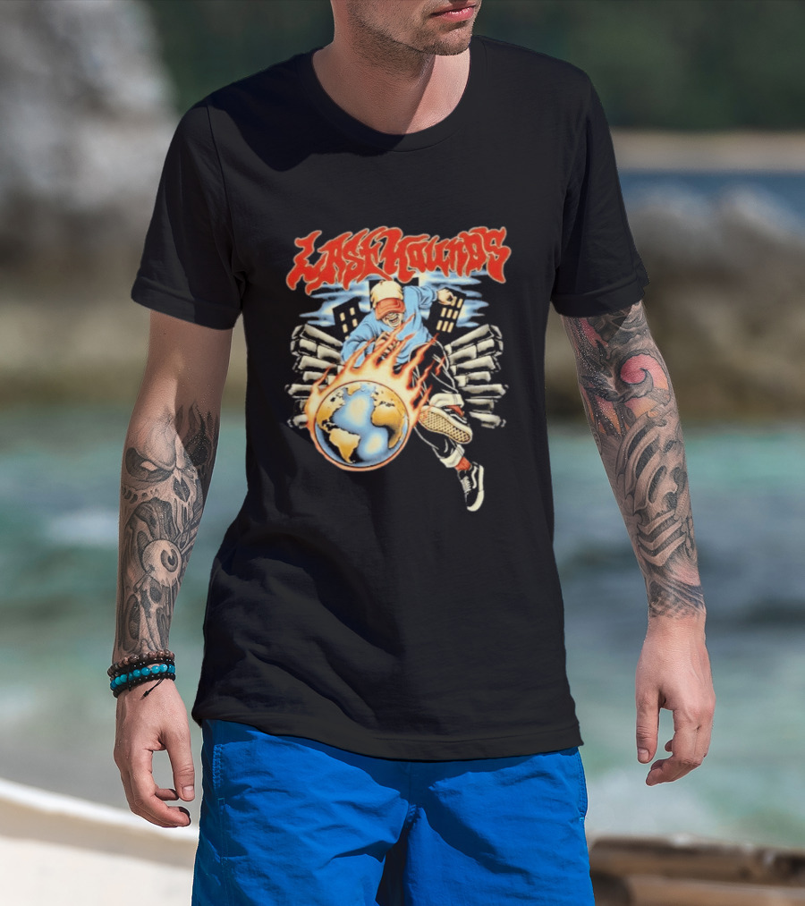 Last Hounds Tour Feb 2026 Flaming Globe T-Shirt