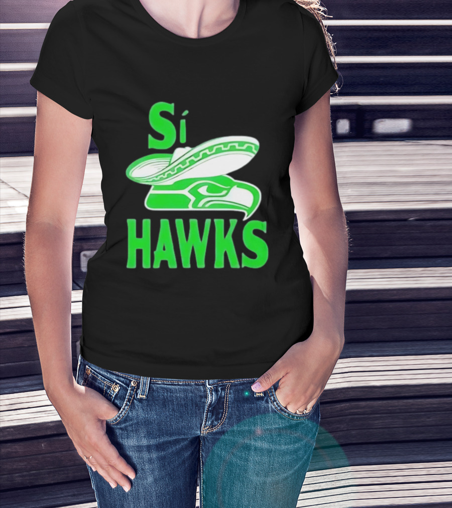 Si Hawks Mexican Sombrero Green Hawk T-Shirt