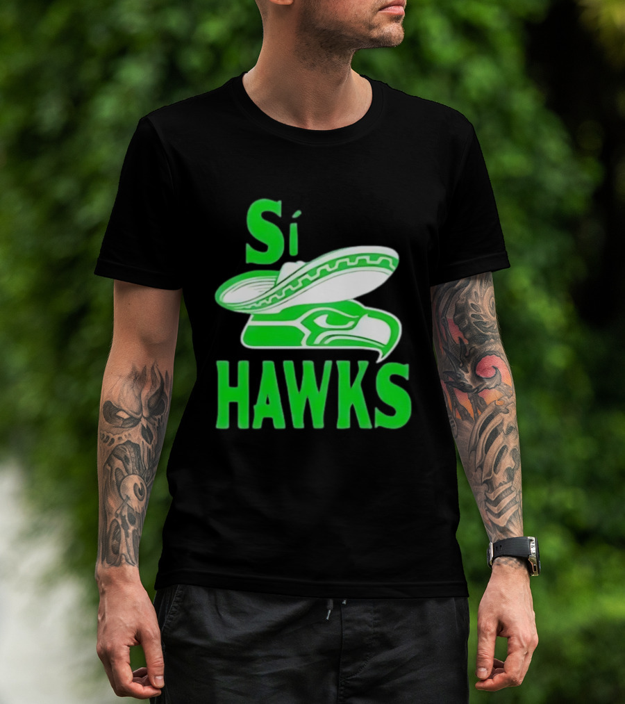 Si Hawks Mexican Sombrero Green Hawk T-Shirt