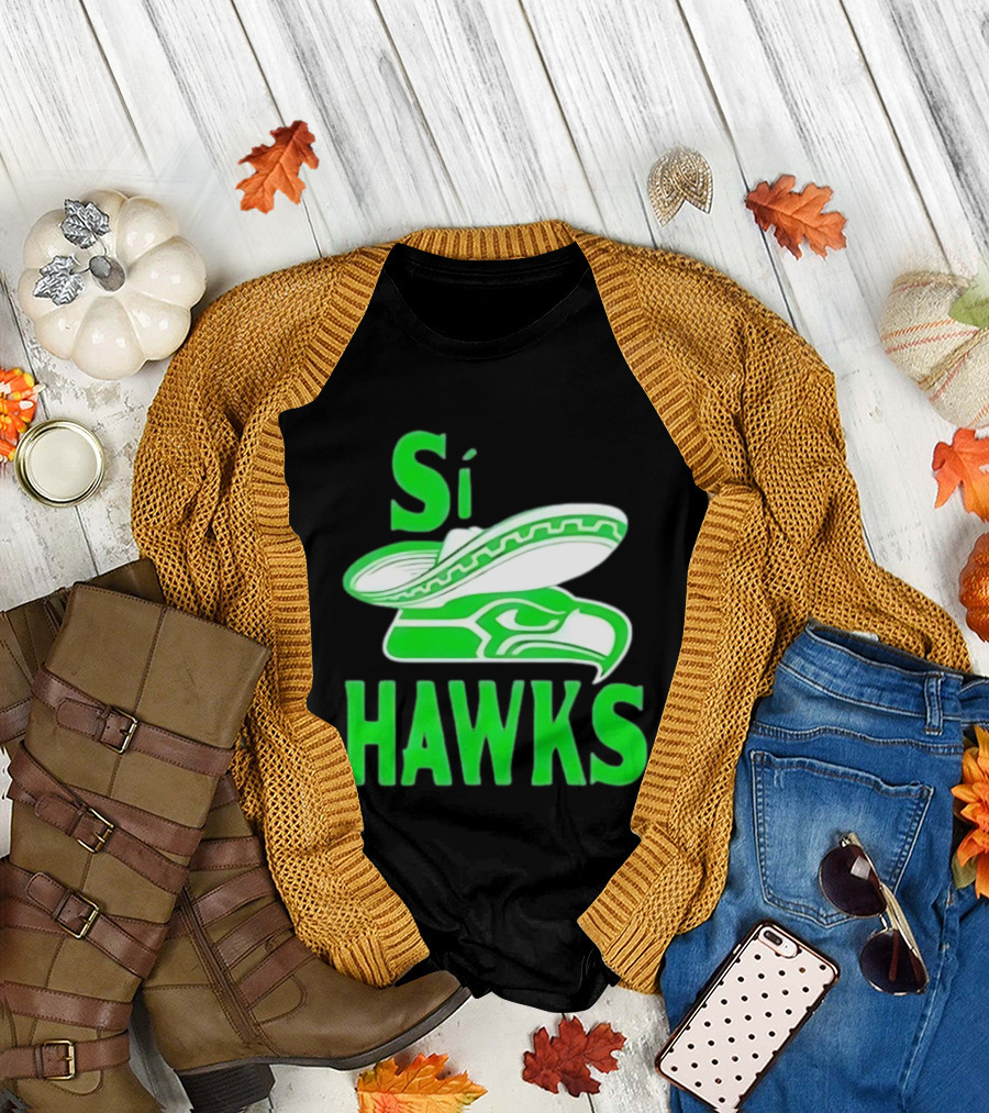 Si Hawks Mexican Sombrero Green Hawk T-Shirt