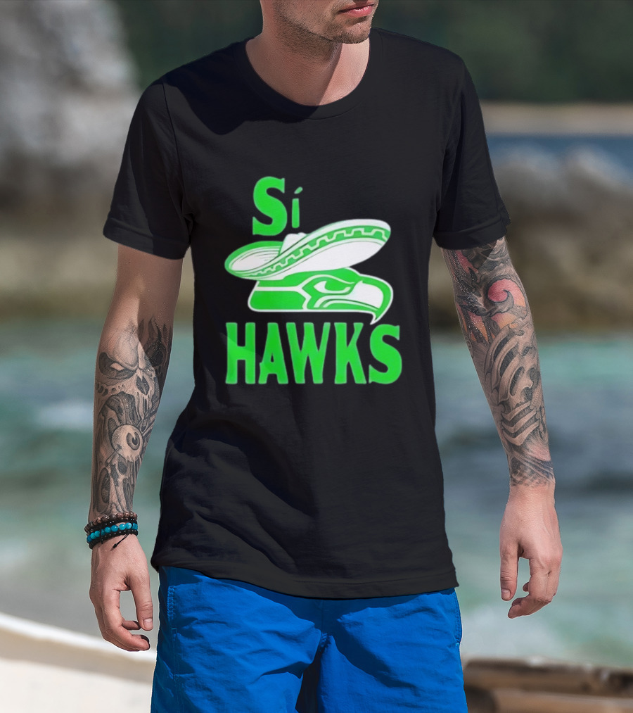 Si Hawks Mexican Sombrero Green Hawk T-Shirt