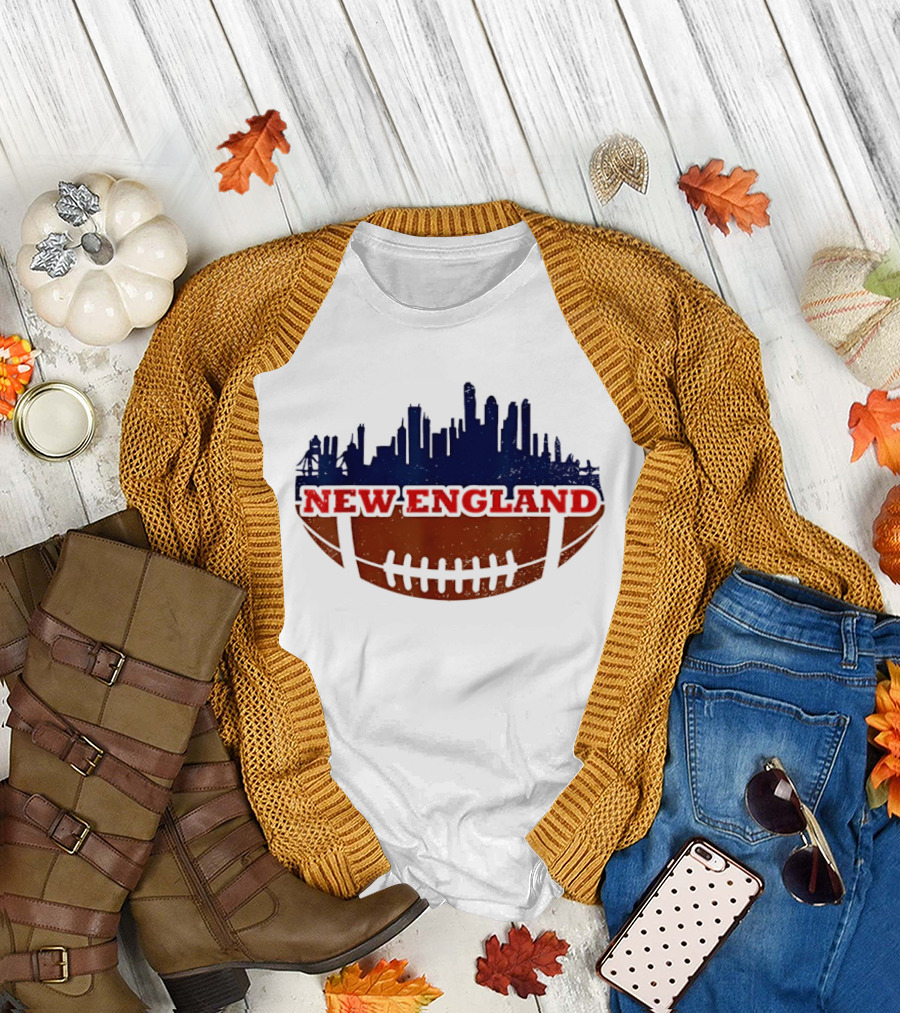 New England Football Skyline Cityscape T-Shirt