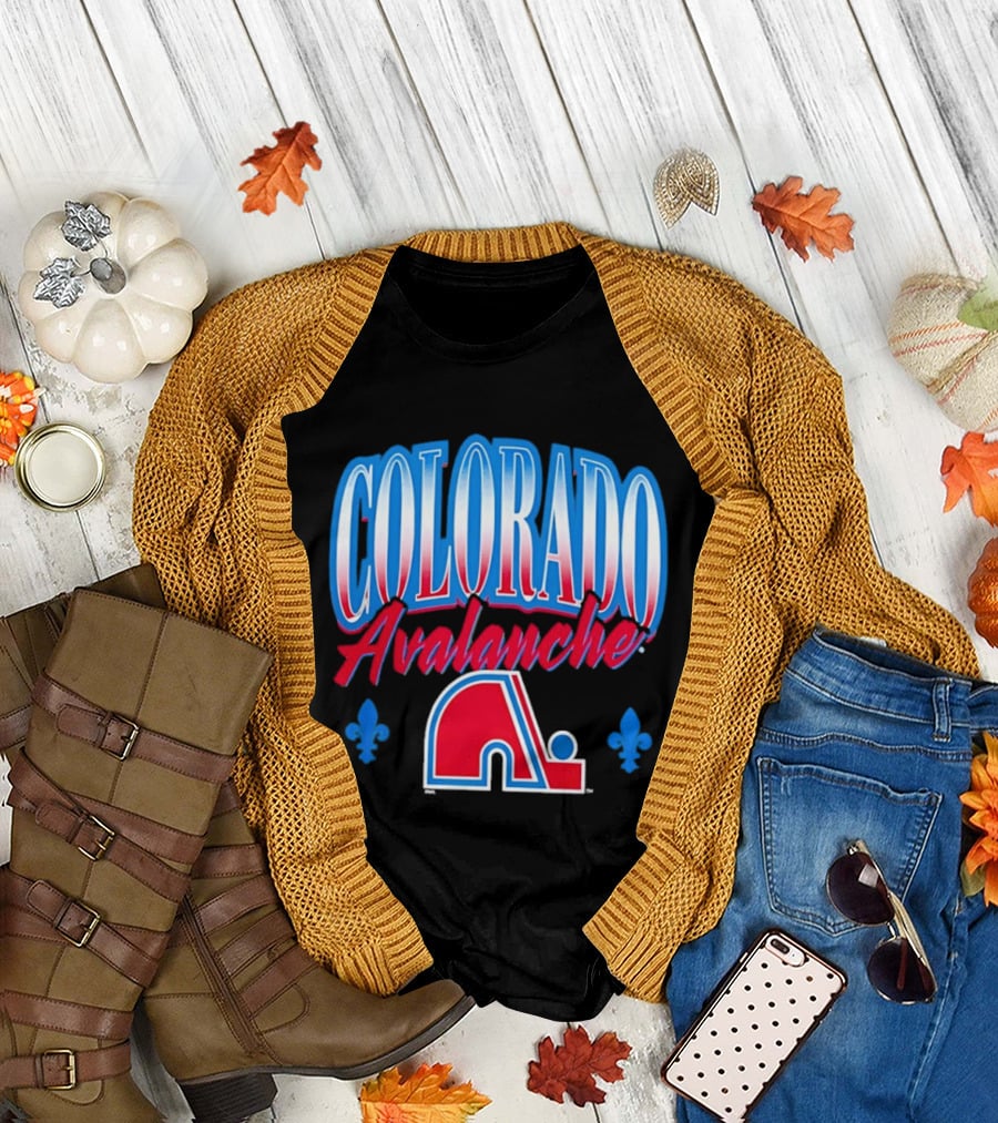 Colorado Avalanche Nordiques Quebec Fleur De Lis Vintage NHL Hockey T-Shirt