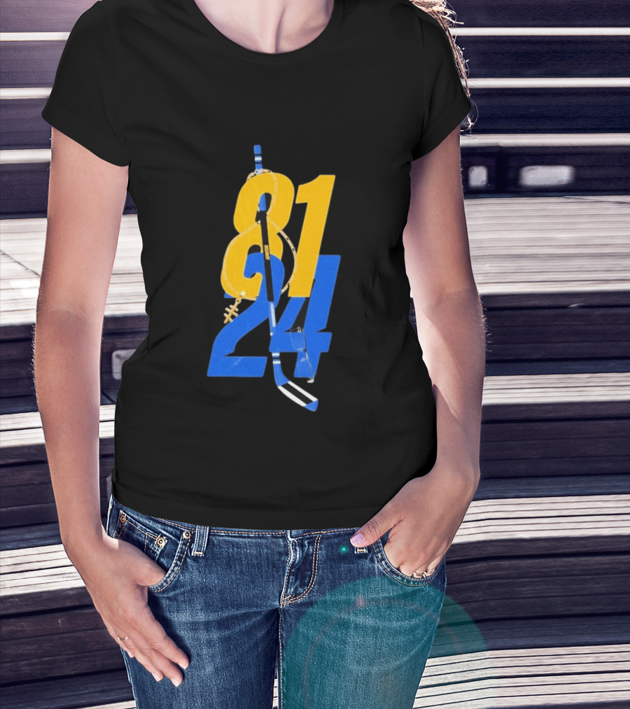 Ilya Rozanov 81 Shane Hollander 24 Hockey Stick Yellow Blue Numbers T-Shirt