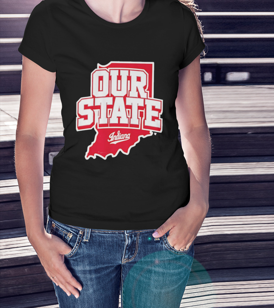 Our State Indiana Red Map College Sports Indiana T-Shirt