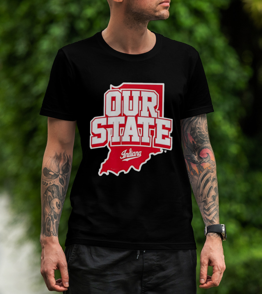 Our State Indiana Red Map College Sports Indiana T-Shirt