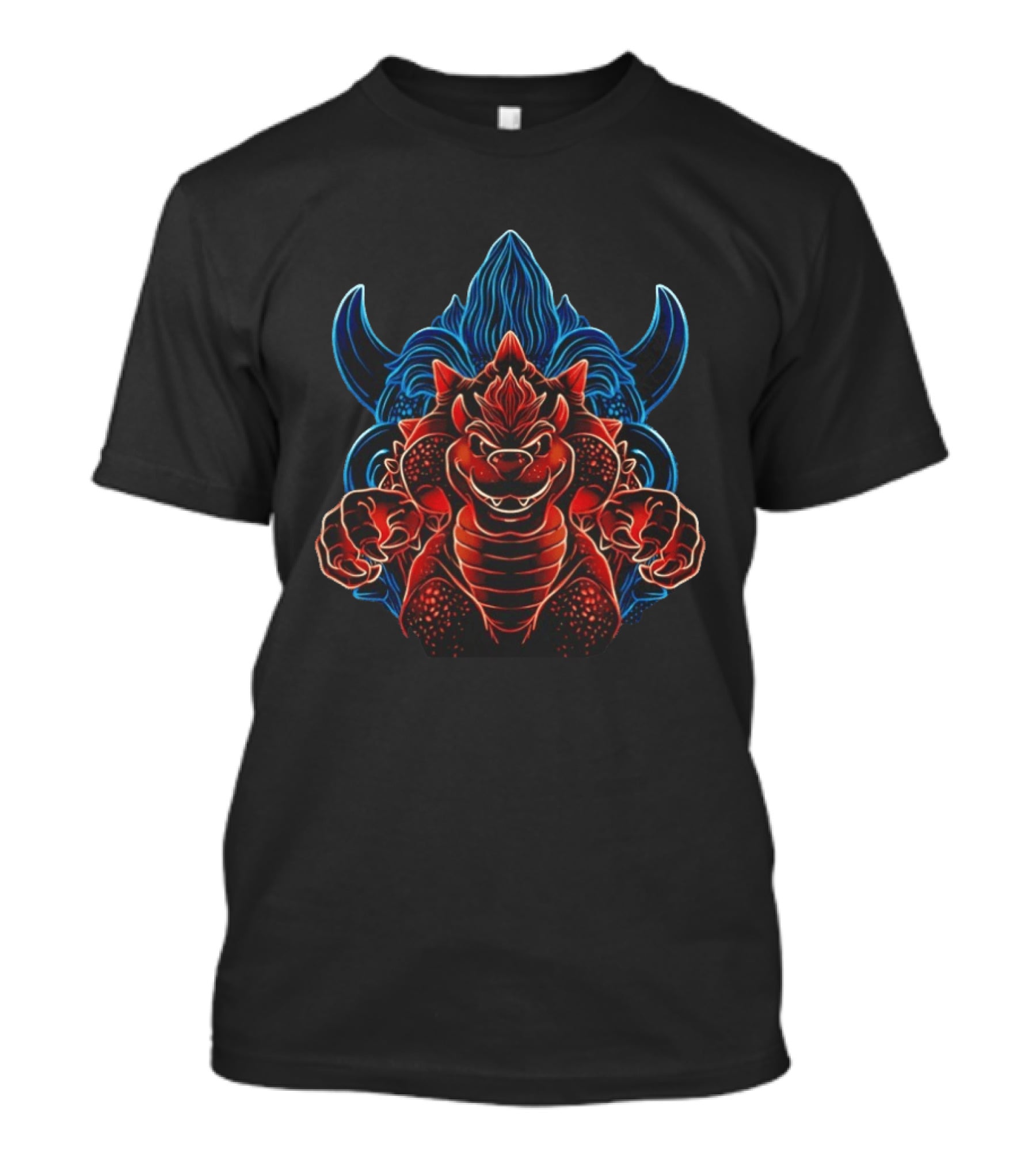Bowser The Princess Is Not Here Bold Neon Villain Manga Style 90s Retro Gaming T-Shirt