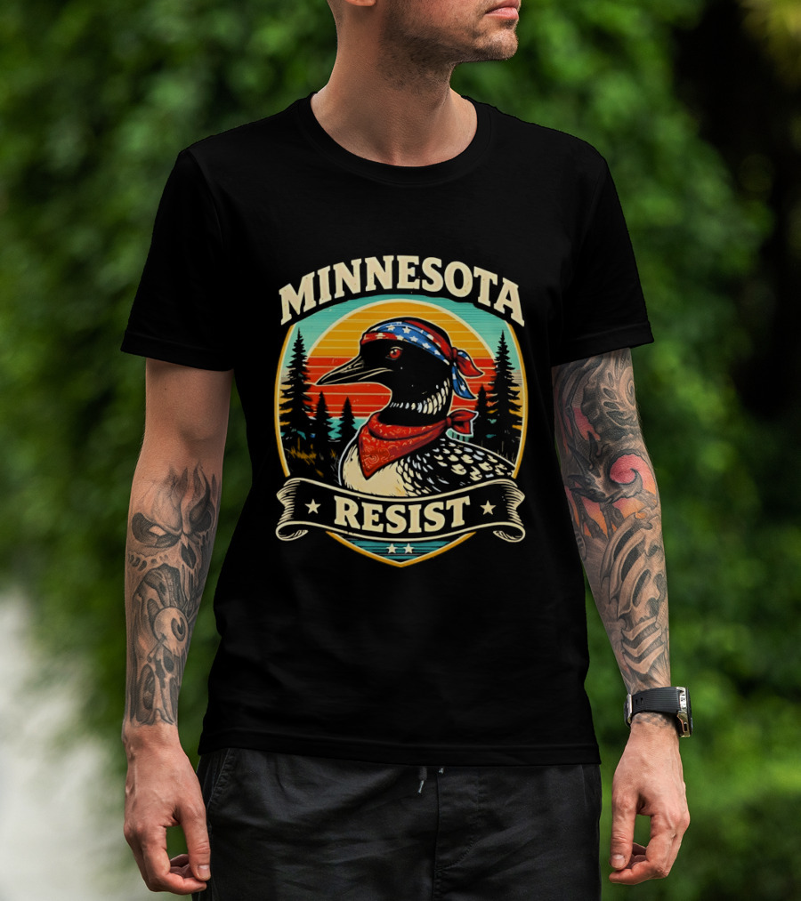 Minnesota Loons Resist Vintage American Bandana And Sunset T-Shirt