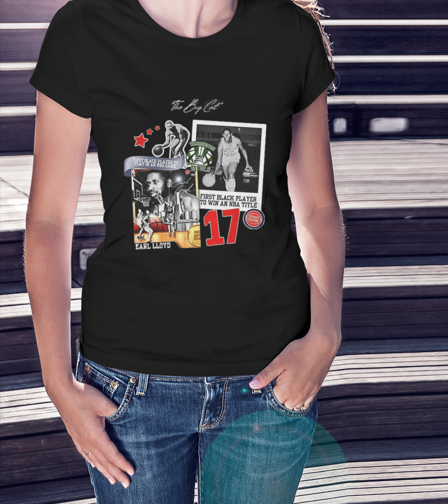Earl Lloyd First Black Player Detroit Pistons Washington Capitols NBA Title 17 T-Shirt
