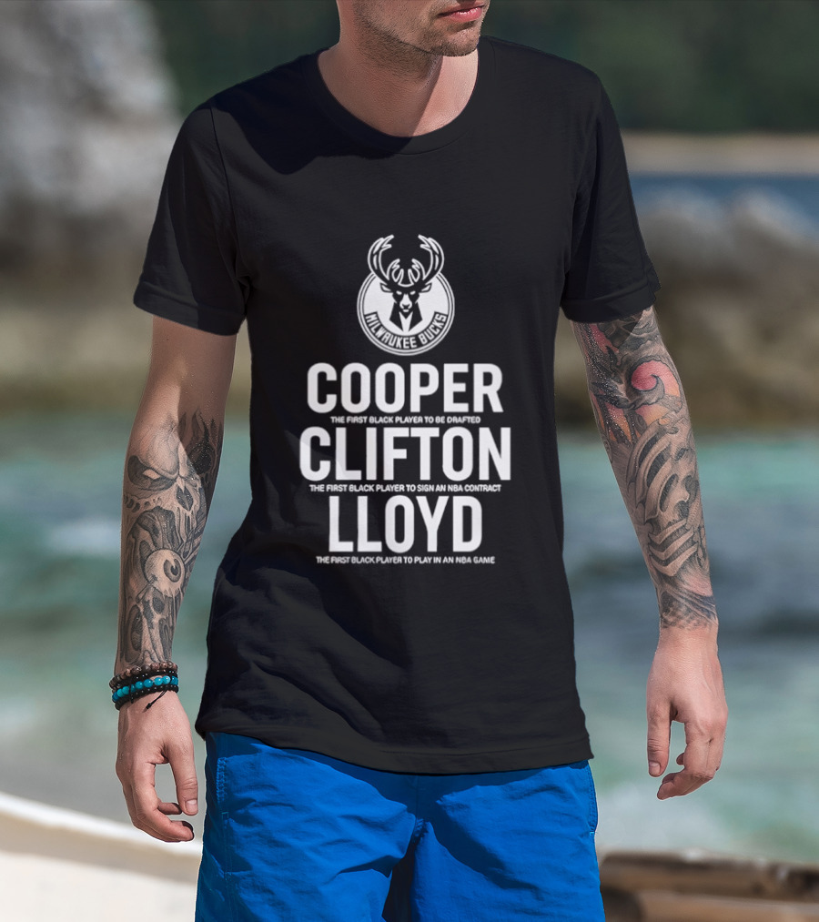 Milwaukee Bucks NBA Pioneers Cooper Clifton Lloyd First Black Players Milestones T-Shirt