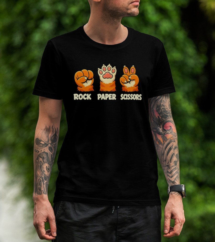 Rock Paper Scissors Cat Paw Humor Pet Lover Meme T-Shirt