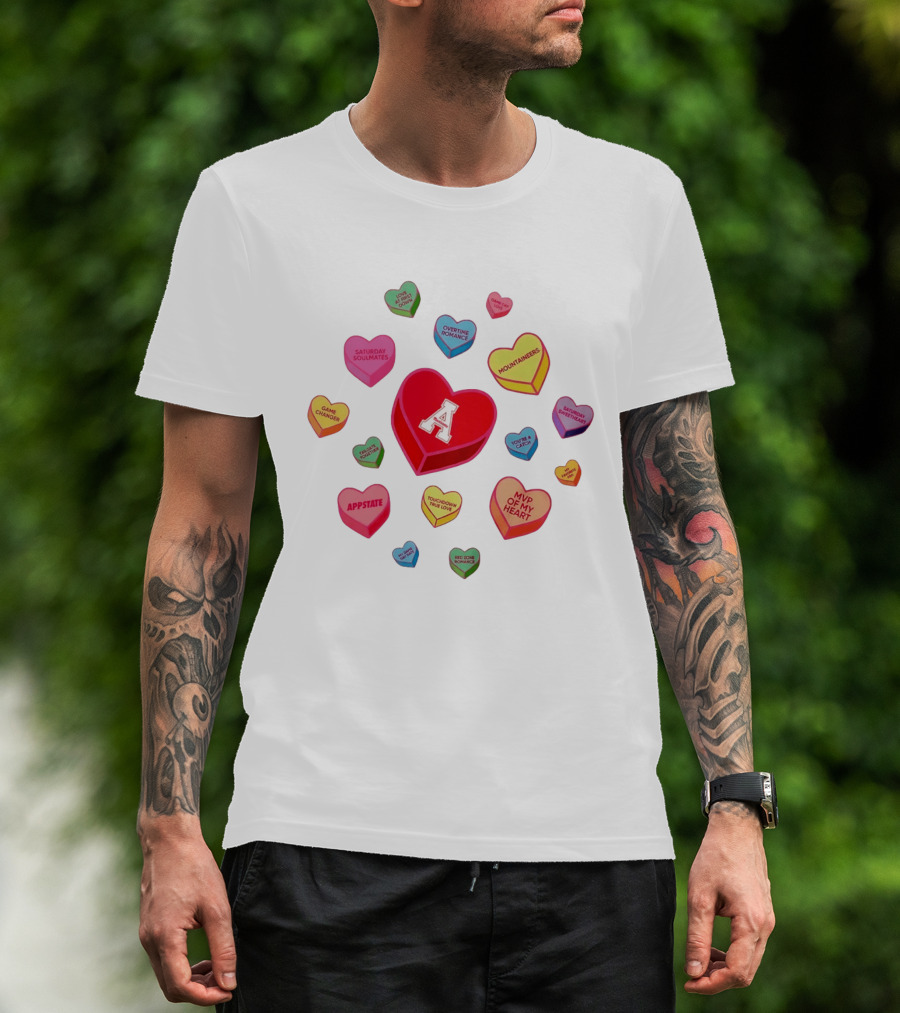 Valentine's Day Appalachian State Mountaineers Heart Candy Love Message T-Shirt