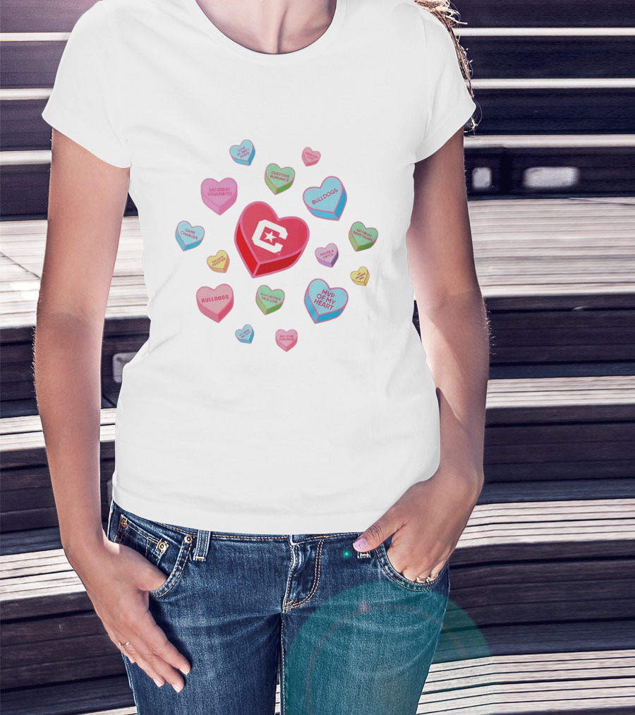 Citadel Bulldogs Valentine's Day Love Hearts Collection T-Shirt