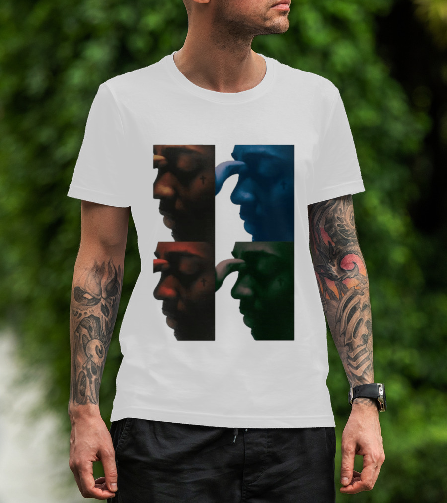 Brent Faiyaz Album Cover Cross Tattoo Four Panel Side Profile T-Shirt