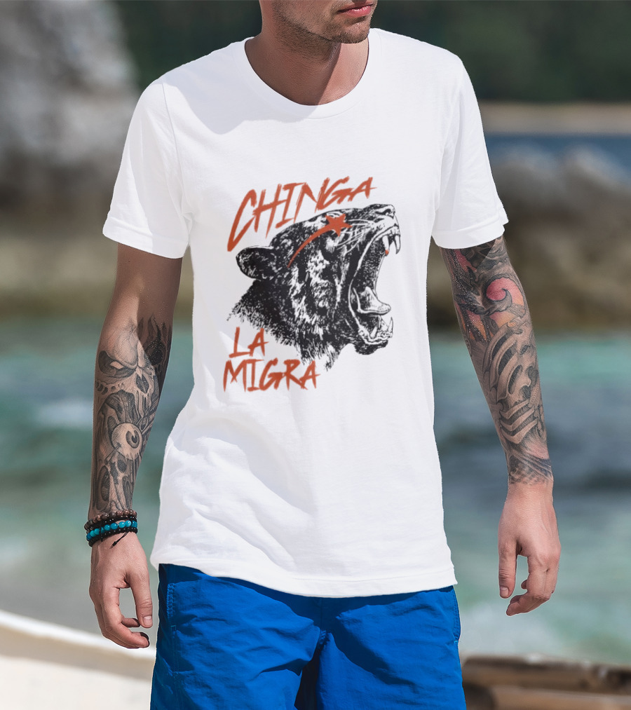 CHINGA LA MIGRA Roaring Tiger Immigrant Rights T-Shirt
