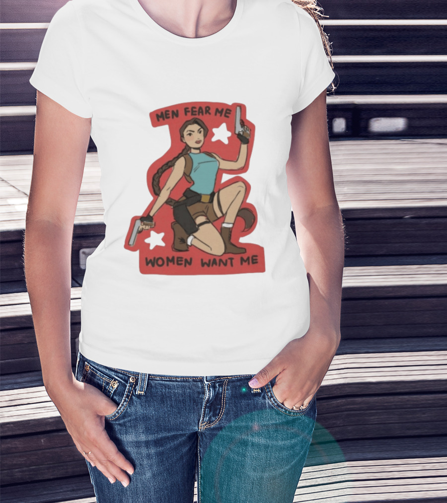 Men Fear Me Women Want Me Woman With Guns And Stars T-Shirt