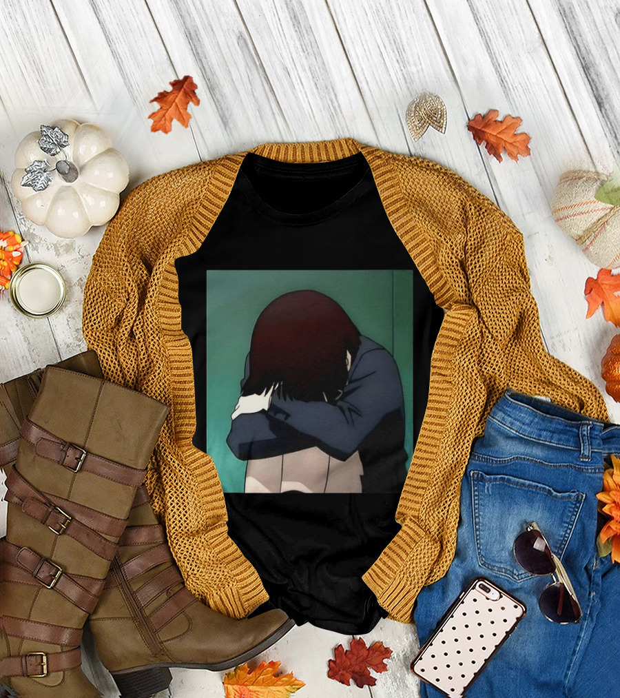 Lain Iwakura Sad Girl In Serial Experiments Lain Anime Iconic Scene T-Shirt