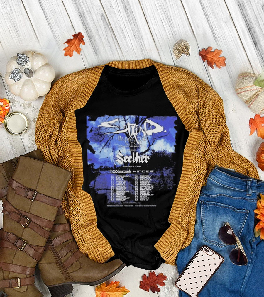 Staind Break the Cycle 25th Anniversary Tour Featuring Seether Hoobastank Hinder 2023 Dates T-Shirt