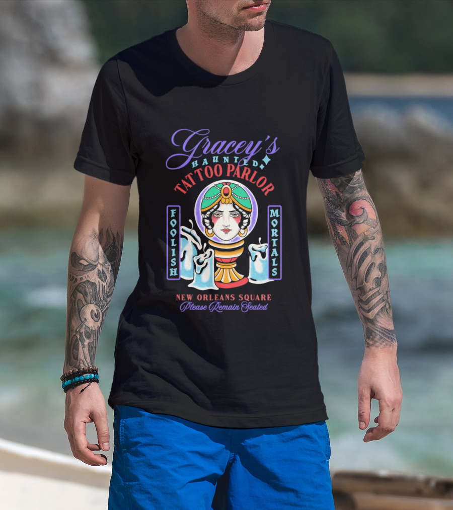 Gracey's Haunted Tattoo Parlor Leota Variant Foolish Mortals New Orleans Square T-Shirt