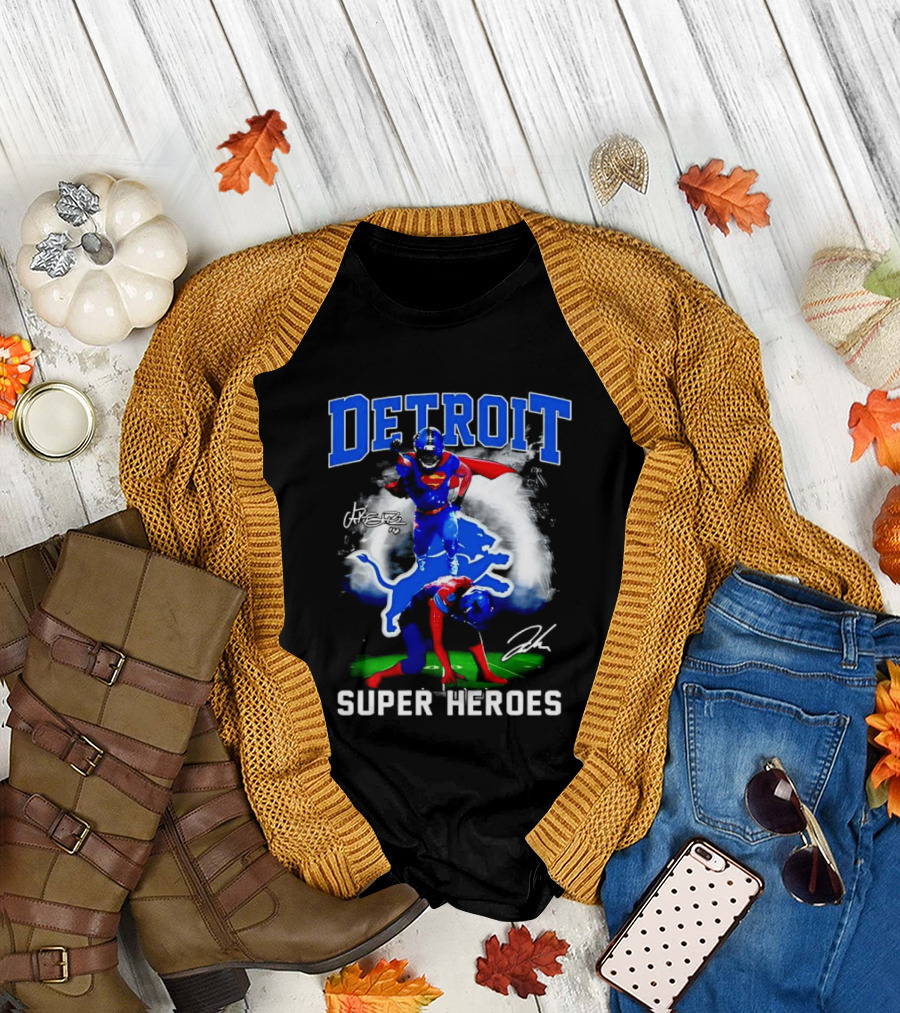 Detroit Lions Super Heroes Champion Legend T-Shirt