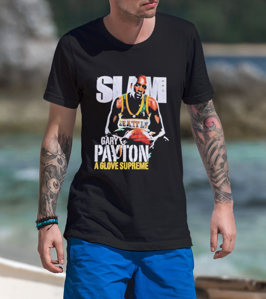 Gary Payton Slam A Glove Supreme 90s Basketball T-Shirt