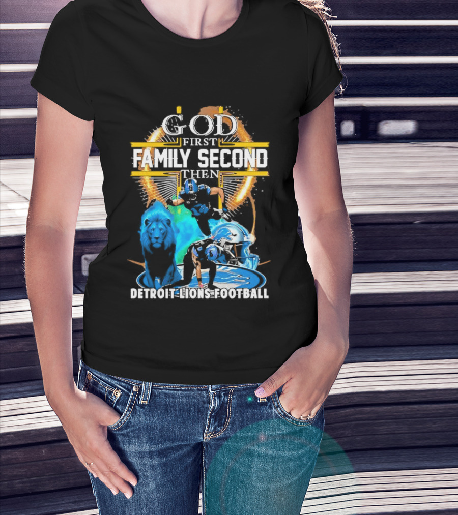 God First Family Second Detroit Lions Football St. Brown & Gibbs T-Shirt